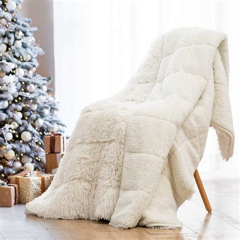Buy Wemore Shaggy Long Fur Faux Fur Weighted Blanket, Cozy and Fluffy ...