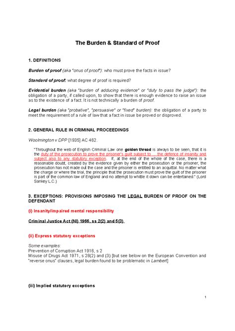 Burden and Standard of Proof - The Burden & Standard of Proof 1 ...