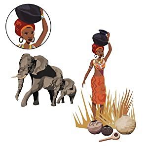 Buy Rawpockets 'African Tribal Jungle Story' Wall Sticker (PVC Vinyl, 1 ...