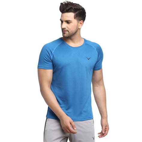 Buy INVINCIBLE Blue Mens Solid Training T-Shirt Online