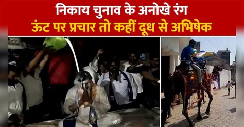 UP Nikay Chunav 2023 ajab gajab video campaigning on camel in baghpat ...