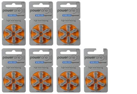 Power One Hearing Aid Battery Size 13, Pack of 7 Strip (42 Batteries ...