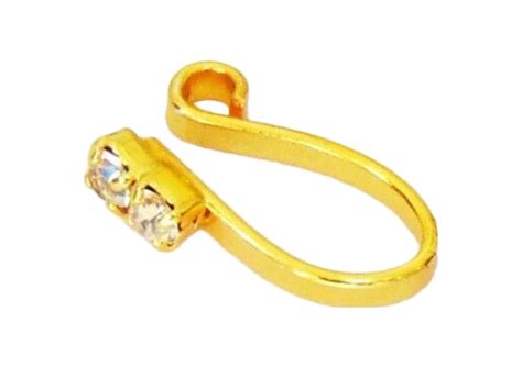 Buy Nose Ring Indian Ethnic Nath Gold Plated Clip On Nose Ear Pin at ...