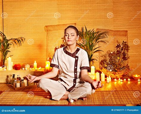 Bamboo Massage at Spa and Woman. Stock Image - Image of position, care ...