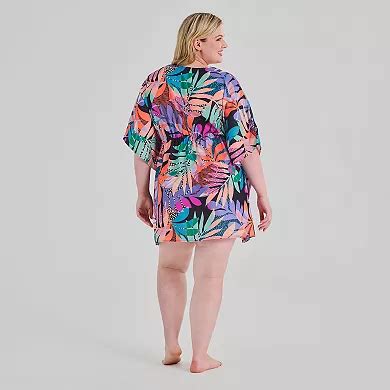 Plus Size Freshwater Front Caftan Tunic Swim Cover Up