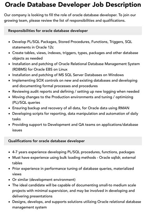 Image result for Oracle Developer Job Description