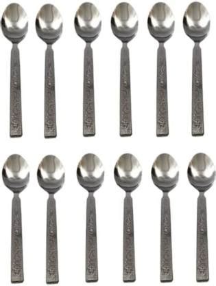 imtion 12 Pcs Steel Spoon Cutlery Stainless Steel Dinner Spoons 12 Pcs ...