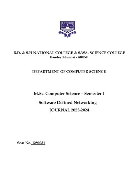 SDN practicals - Master of information technology - R. & S NATIONAL ...