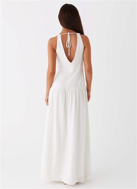 Meggie Linen Maxi Dress - White – Peppermayo