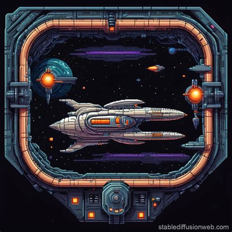 R-Type Game Sidescrolling Pixel Art Spaceship | Stable Diffusion Online