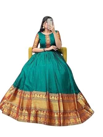 Fancy Jacquard Ethnic Gown for Women (V Collection_P-30589889-XL) Green ...