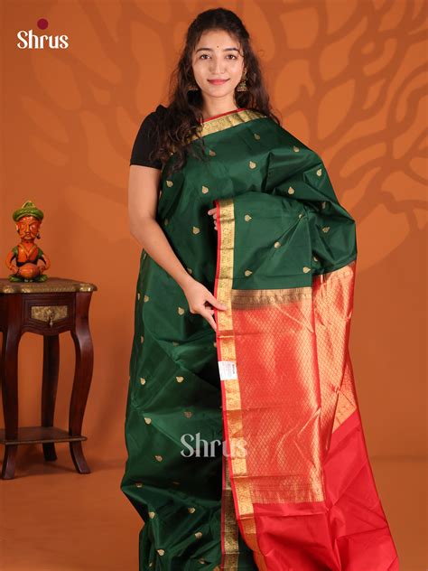 Buy Bottle Green & Red Kanchipuram Silk Saree | Bridal Sarees
