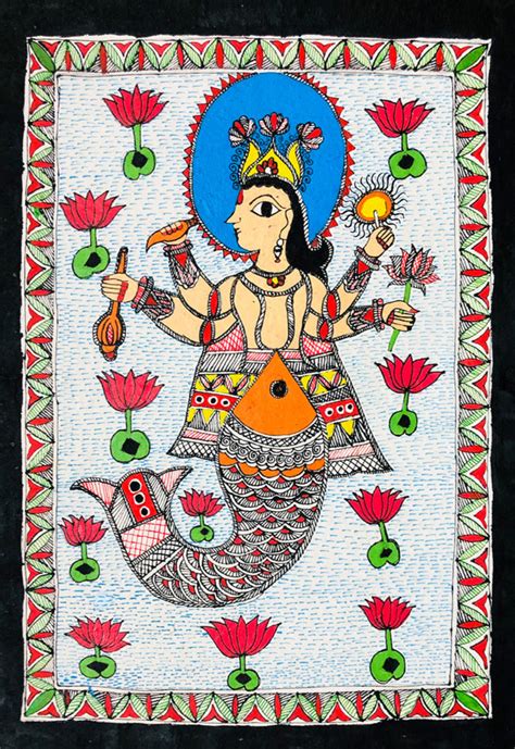 Matsya Avatar of Vishnu | Mithila Paintings & Artwork | Art from Bihar