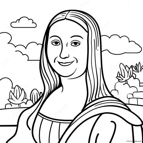 Mona Lisa Smiling Coloring Page (42554-33627)