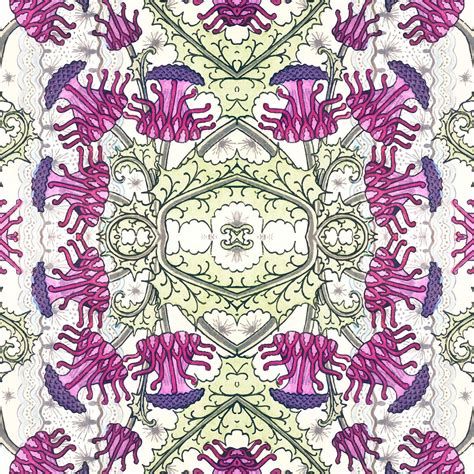 Art Nouveau Thistle Flower Pattern Background