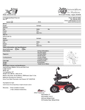 X8 Extreme Wheelchair Configuration Form - Blank Fillable Template ...