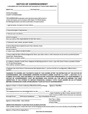 Fillable Online NOTICE OF COMMENCEMENT - MED Expeditors Inc. Fax Email ...
