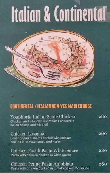 Menu at Youphoria, Faridabad