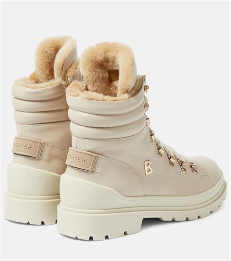 Shearling-lined leather boots in beige - Bogner | Mytheresa