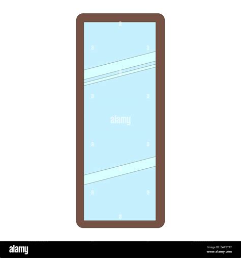Big mirror icon. Bathroom element. Fashion concept. Full length. Wall decor. Line art. Vector ...