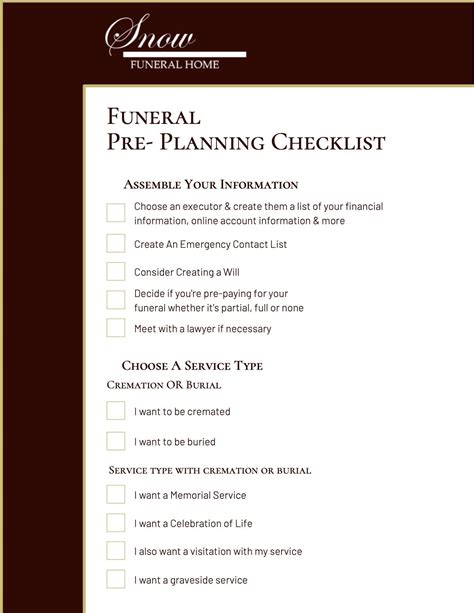 Funeral Plan Template