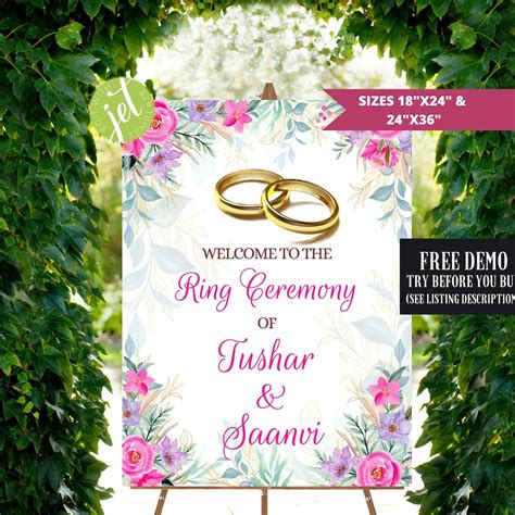 Buy Indian Ring Ceremony/engagement Sign, Engagement Welcome Sign ...