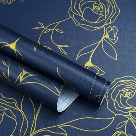 FOKRIM Blue Gold Rose Wallpaper for Wall Sticker for Home,Office ...