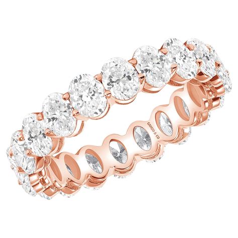 Customizable 18k Rose Gold 3 Carat Oval Cut Natural Diamond Eternity ...