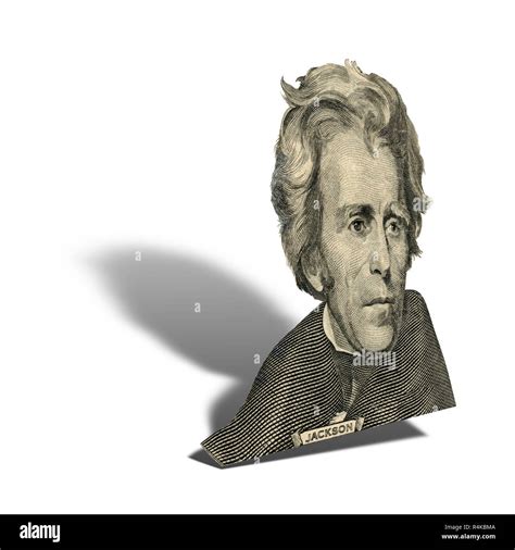 Portrait of former U.S. president Andrew Jackson as he looks on twenty ...