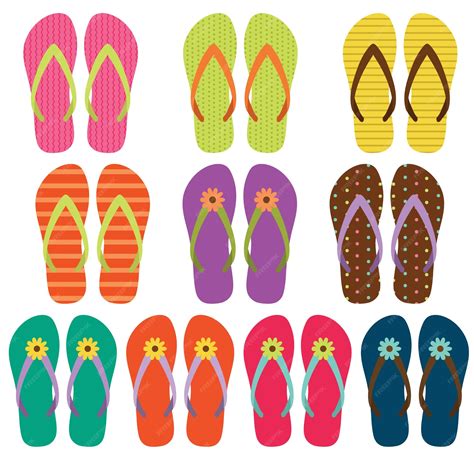 Premium Vector | Flip flops beach sandals clipart set