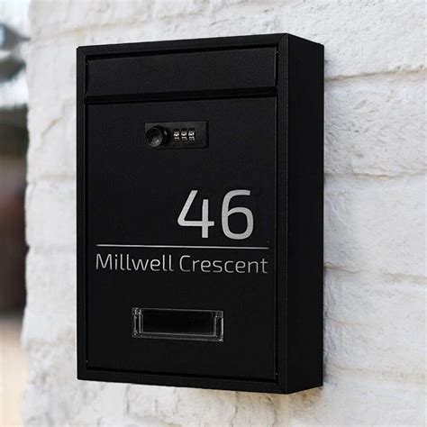 Personalised Black Modern Letterbox | Contemporary Post Box | Lockable ...