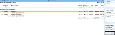 Order Processing in Tally Prime