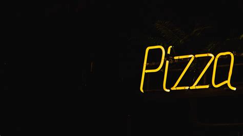 Wallpaper pizza, lettering, words, neon hd, picture, image