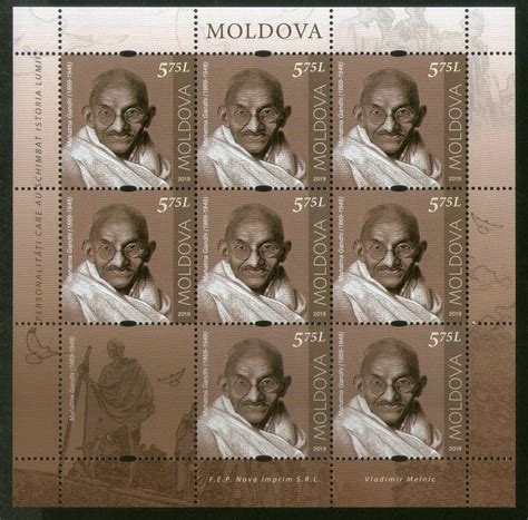 Moldova 2019 Mahatma Gandhi of India 150th Birth Anniversary Full Shee ...