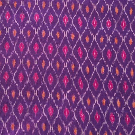 Pure Mercerised Secco Ikkat Purple With All Over Comb Weaves Woven Fab ...