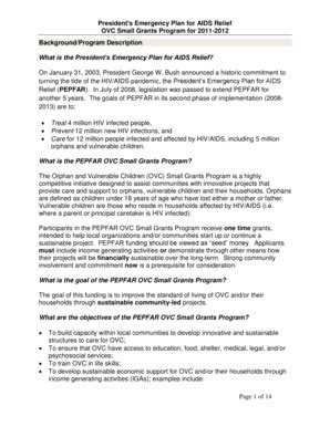 Fillable Online President's Emergency Plan for AIDS Relief OVC Small ...