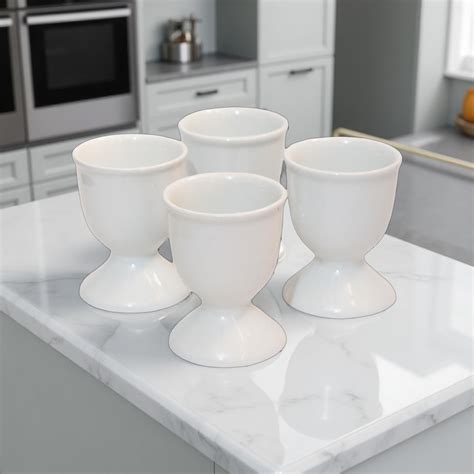 Buy Bamby Porcelain Egg Cup Set of 6 | White Boiled Egg Holders ...