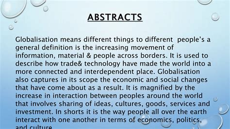 globalisation project report displayed overview | PPTX