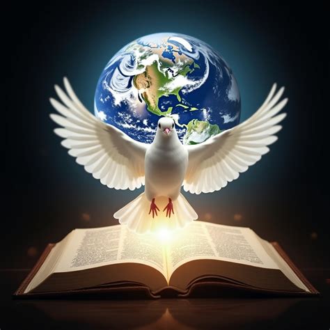 Glowing Dove with the Earth and the Bible | Stable Diffusion Online