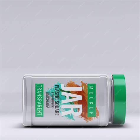 Premium PSD | Psd plastic square green jar mockup