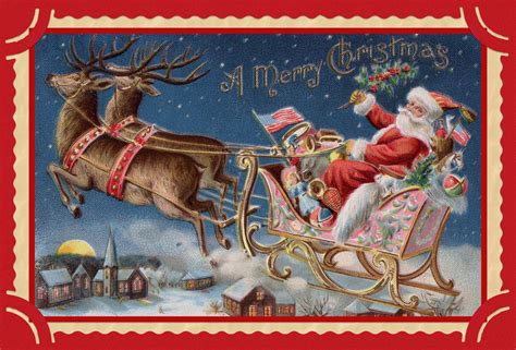 Santa Vintage Christmas Card Free Stock Photo - Public Domain Pictures