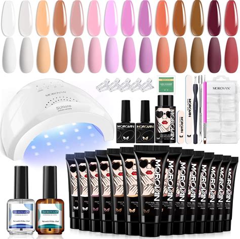 Amazon.com : Morovan Poly Gel Nail Starter Kit: 14 Pcs Poly Gel Nail ...