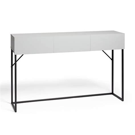 VonHaus Console Table, Grey Wood Veneer Metal Frame Sideboard, 3 ...