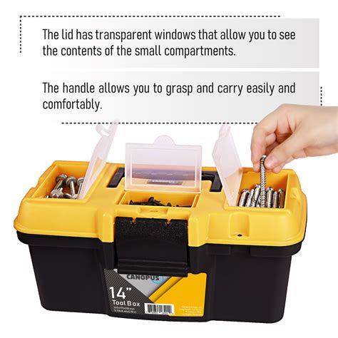 Buy CANOPUS Plastic Toolbox, 14-inch Portable Tool Box, Tool Organizer ...