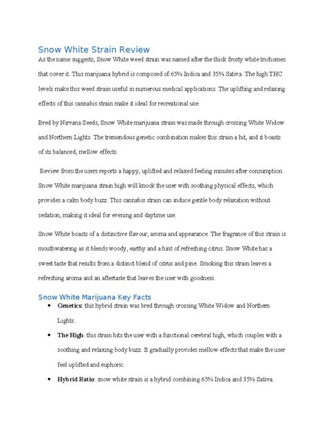Snow White Strain Review - This marijuana hybrid is composed of 65% ...