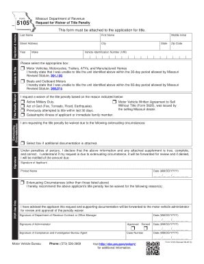 DOR-5105 Request For Waiver Of Title Penalty - Missouri ... - Dor Mo ...