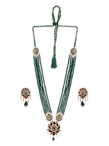 Buy Binni s Wardrobe green beaded five lines Beautiful handcrafted ...
