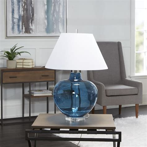 Cheyenne Products 29.5-in Blue LED Rotary Socket Table Lamp with Linen ...