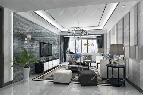 现代简约客厅灰白色调装修效果图 – 设计本装修效果图