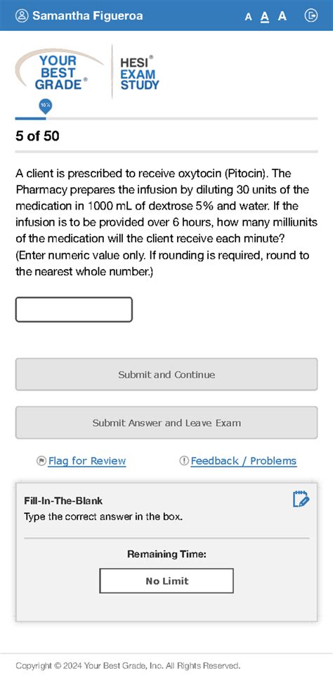 Your Best Grade - Hesi Examination Practice - A A A Fill-In-The-Blank ...
